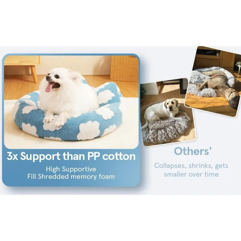 Waterproof Cat Bed for Small Dog, and Washable Donut Dog Bed Cover, Cozy Soft Round Cat Bed, Cute Cat Bed for Indoor Cats
