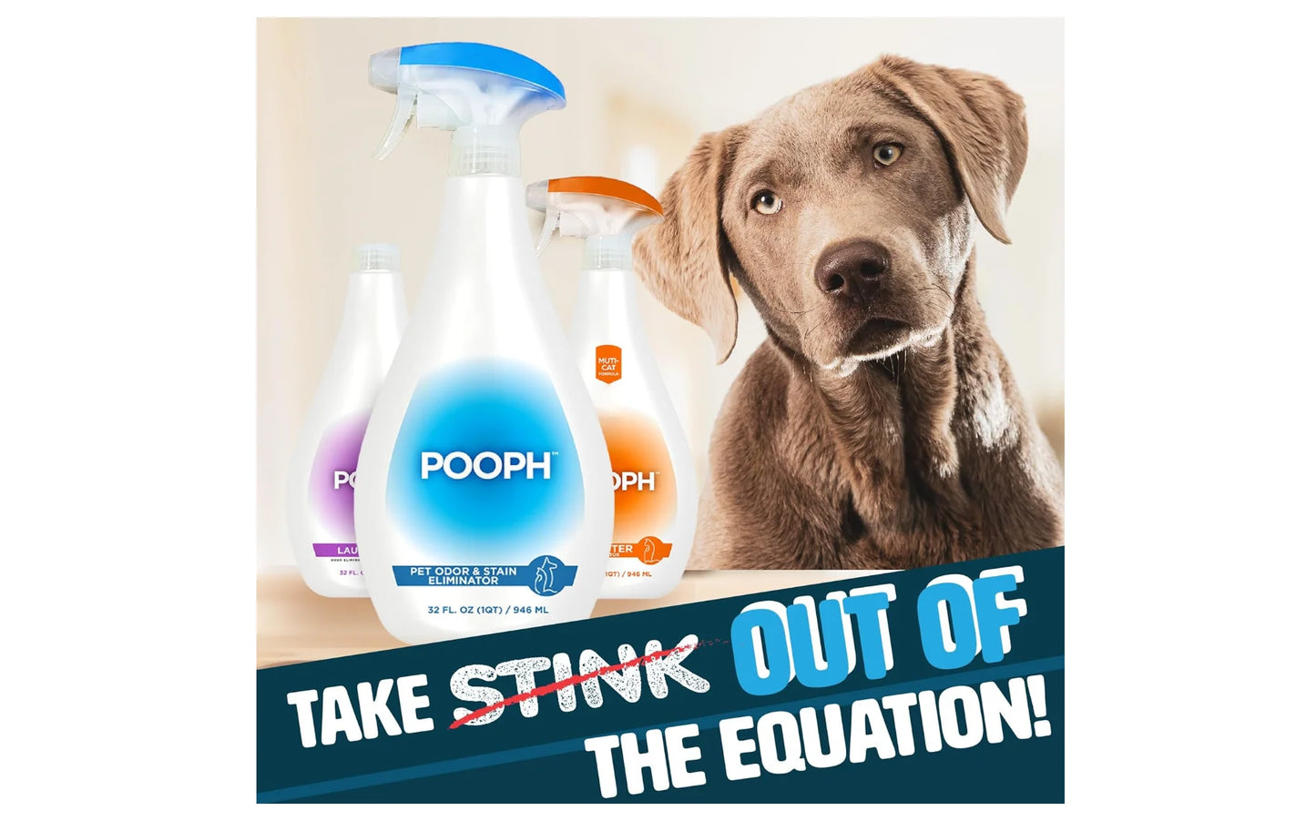 Pooph Pet Odor Eliminator, 32oz Spray, 3-Pack - Dismantles Odors on a Molecular Basis, Dogs, Cats, Freshener, Eliminator, Urine,