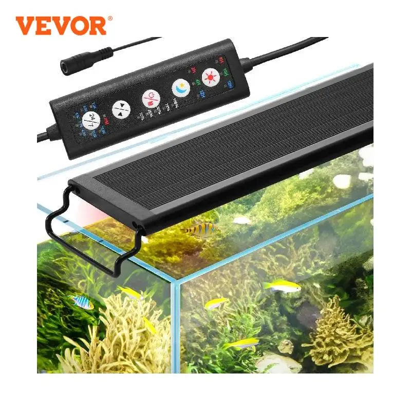 Full Spectrum Fish Tank Light with Natural Mode Adjustable Timer & 5-Level Brightness with Extendable Brackets