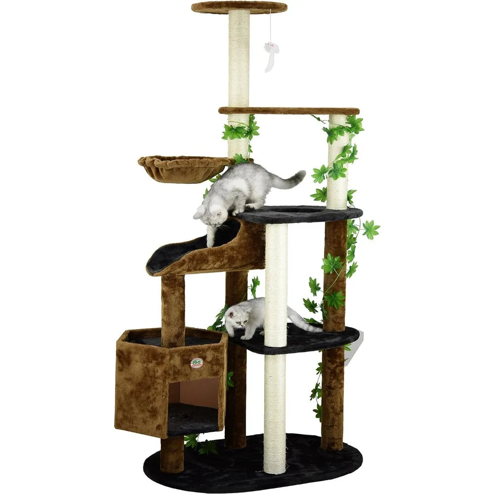 Cats Accessories Pets 77-Inch Cat Tree Scratcher for Cats Trees Brown/Black Pet Cats Accessories Pets Tower Supplies