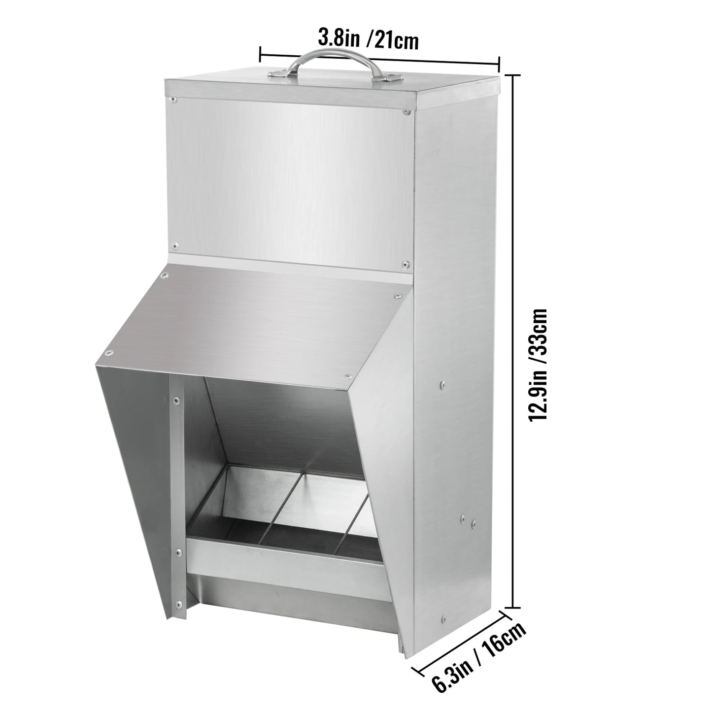 VEVOR Sturdy Galvanized Steel Poultry Feeder Premium Chicken Feeder No Waste 11.5/25/30/50lbs Metal Feeder for Chickens and Quails