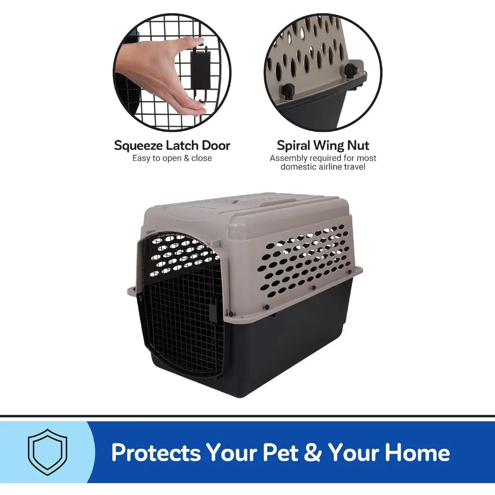 Dog Kennel 40", Taupe & Black, Portable Dog Crate for Pets 70-90lbs