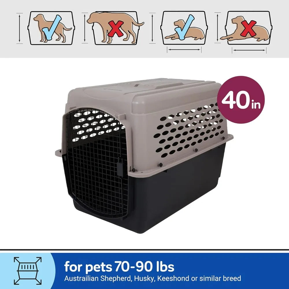 Dog Kennel 40", Taupe & Black, Portable Dog Crate for Pets 70-90lbs