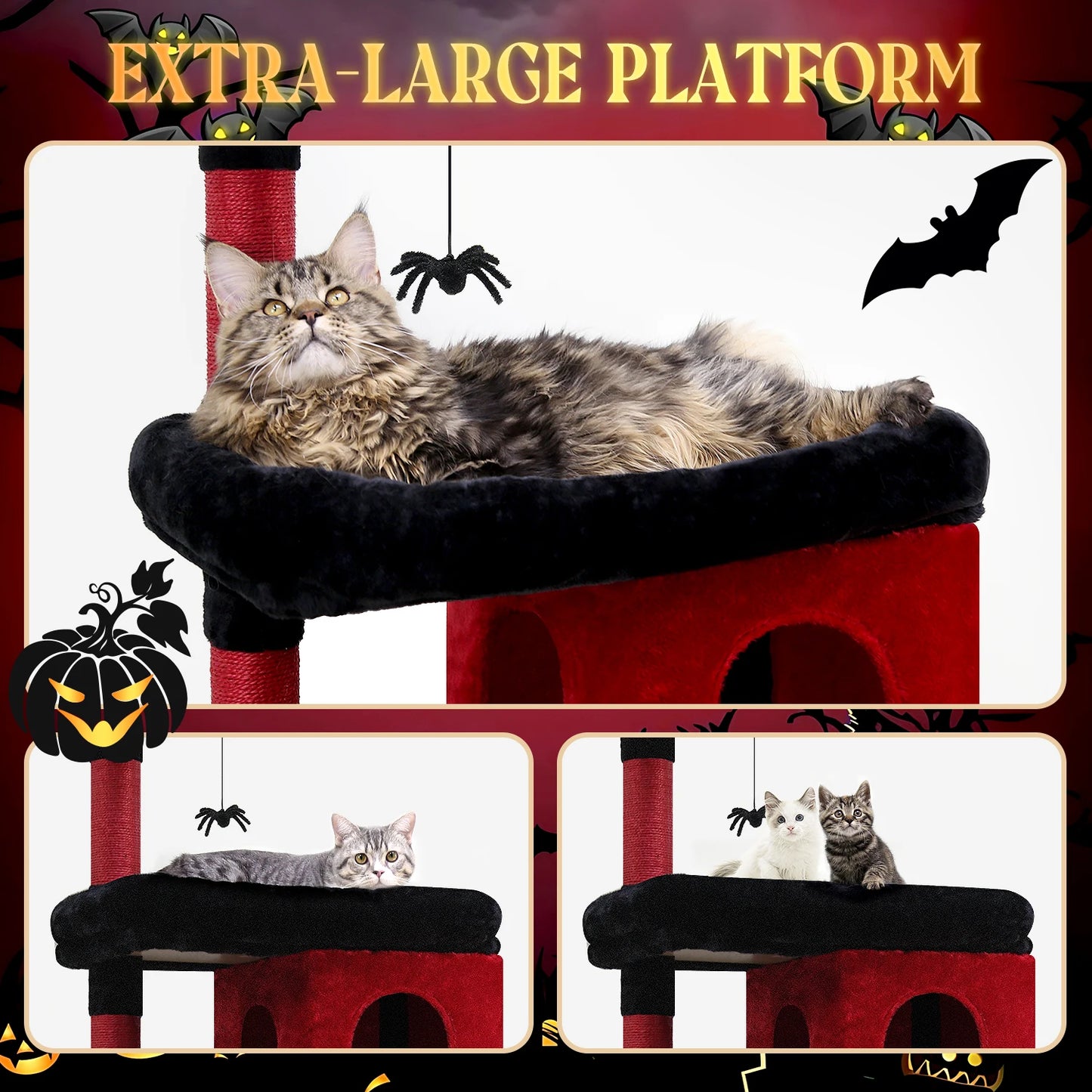 S72 Heavy Duty Gothic Cat Tree for Large Cats, Sturdy 72in Maine Coon Cat Tree for Large Cats 20 lbs+ Heavy Duty Cat Tower