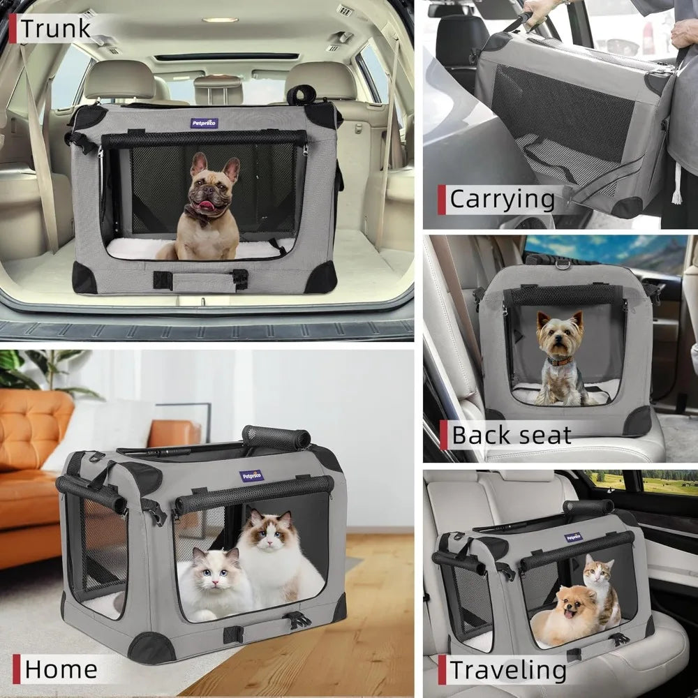 Large Cat Carrier for 2 Cats Small Medium Dogs, for Traveling with Warm Blanket Foldable Bowl and Washable Pad, Soft Pet Carrier
