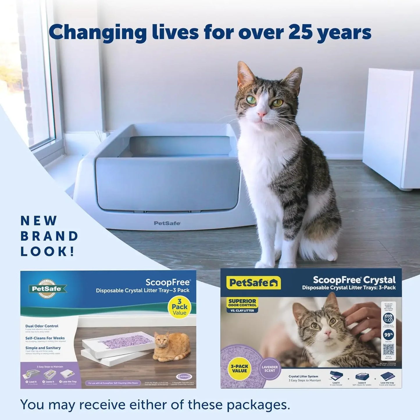 PetSafe ScoopFree Crystal Litter Tray Refills – Lavender Crystals, 6-Pack – Disposable Tray , Absorbs Odors