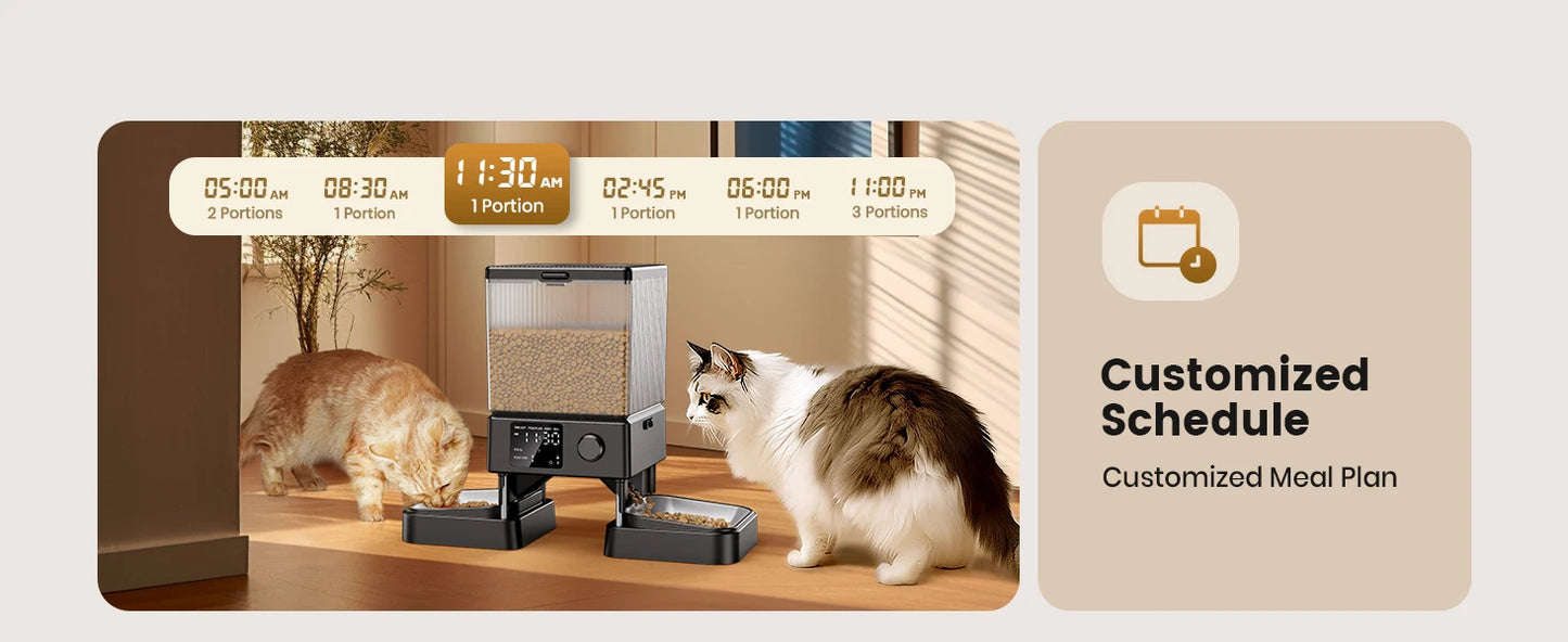 Automatic Cat Feeder for 2 Cats, 20 Cups/5L Automatic Cat Food Dispenser for Small Pets Indoor,