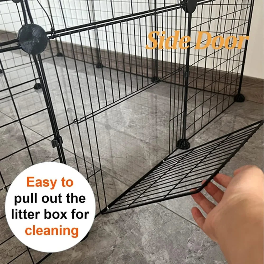 Spacious Indoor Pet Cage with DIY Playpen, 3 Platforms, Beds, Ladders, Detachable Metal Kennel