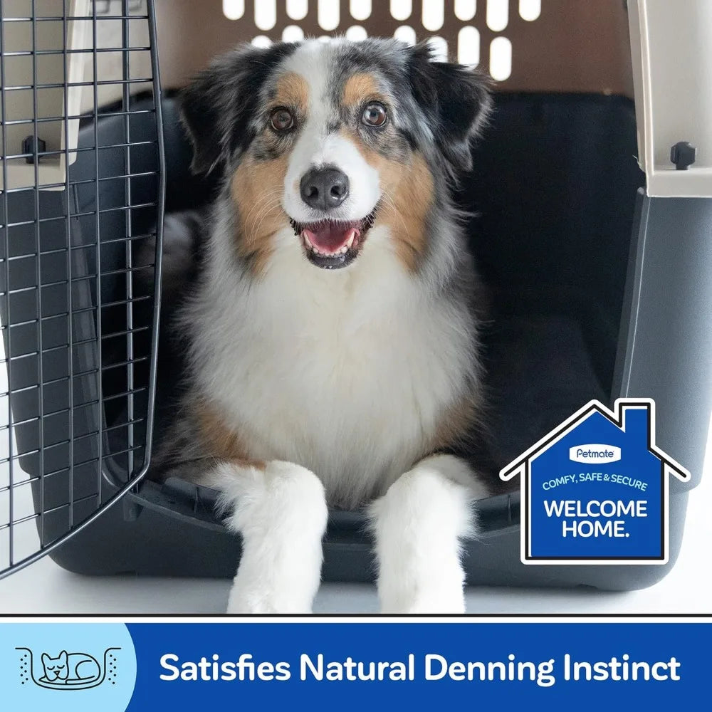 Dog Kennel 40", Taupe & Black, Portable Dog Crate for Pets 70-90lbs