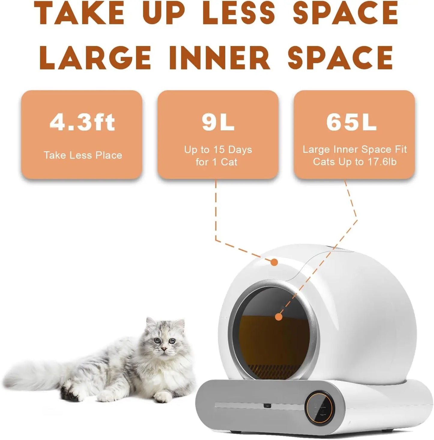 Cat Litter Box Self Cleaning Extra Large Capacity Cleaning Robot APP Control/Odor Removal