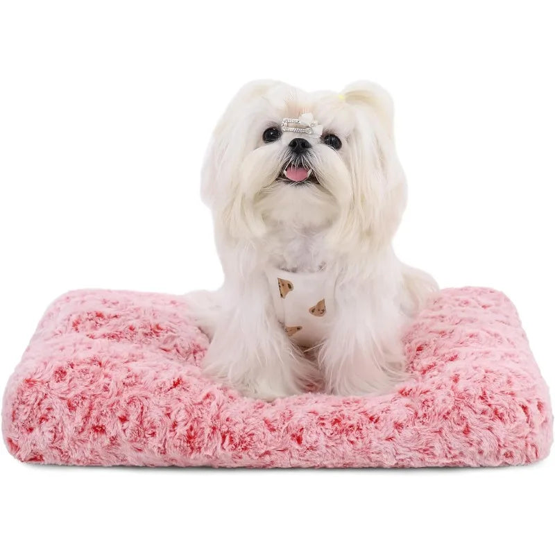 Washable Dog Bed Deluxe Plush Dog Crate Beds Fulffy Comfy Kennel Pad Anti-Slip Pet Sleeping Mat for Large