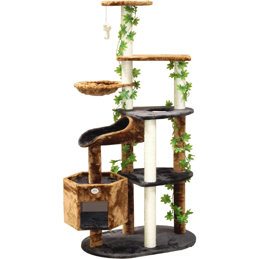 Cats Accessories Pets 77-Inch Cat Tree Scratcher for Cats Trees Brown/Black Pet Cats Accessories Pets Tower Supplies
