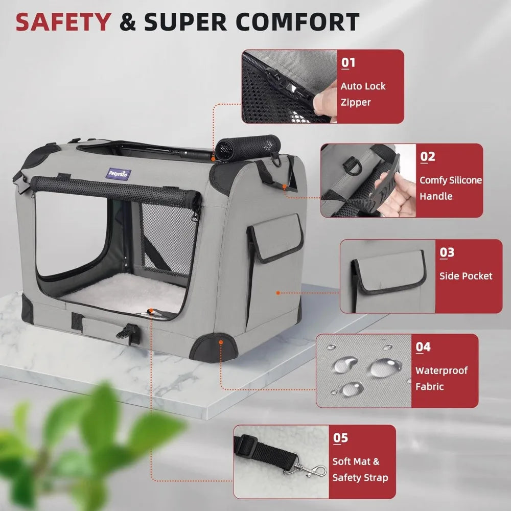 Large Cat Carrier for 2 Cats Small Medium Dogs, for Traveling with Warm Blanket Foldable Bowl and Washable Pad, Soft Pet Carrier