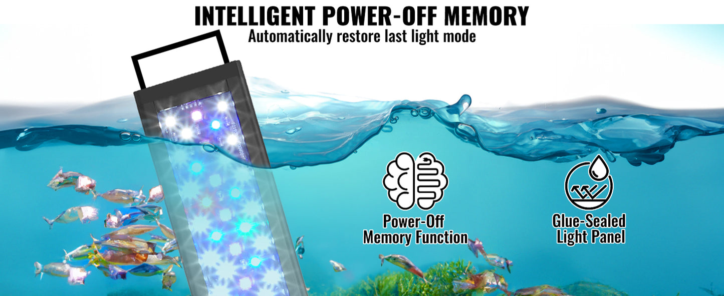 Full Spectrum Fish Tank Light with Natural Mode Adjustable Timer & 5-Level Brightness with Extendable Brackets