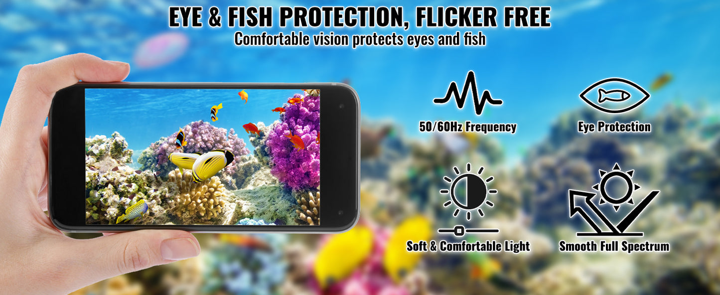 Full Spectrum Fish Tank Light with Natural Mode Adjustable Timer & 5-Level Brightness with Extendable Brackets