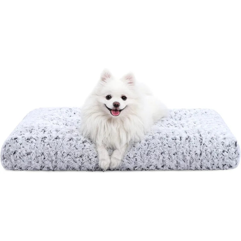 Washable Dog Bed Deluxe Plush Dog Crate Beds Fulffy Comfy Kennel Pad Anti-Slip Pet Sleeping Mat for Large