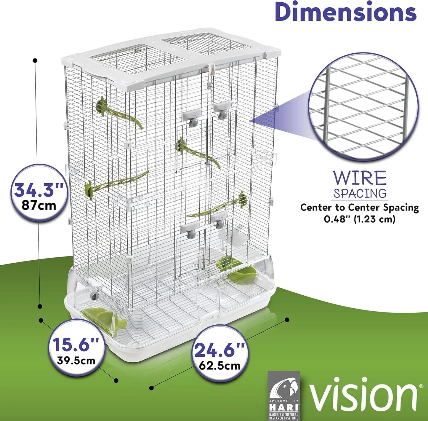 Vision M02 Wire Bird Cage, Bird Home for Parakeets, Finches and Canaries, Tall Medium