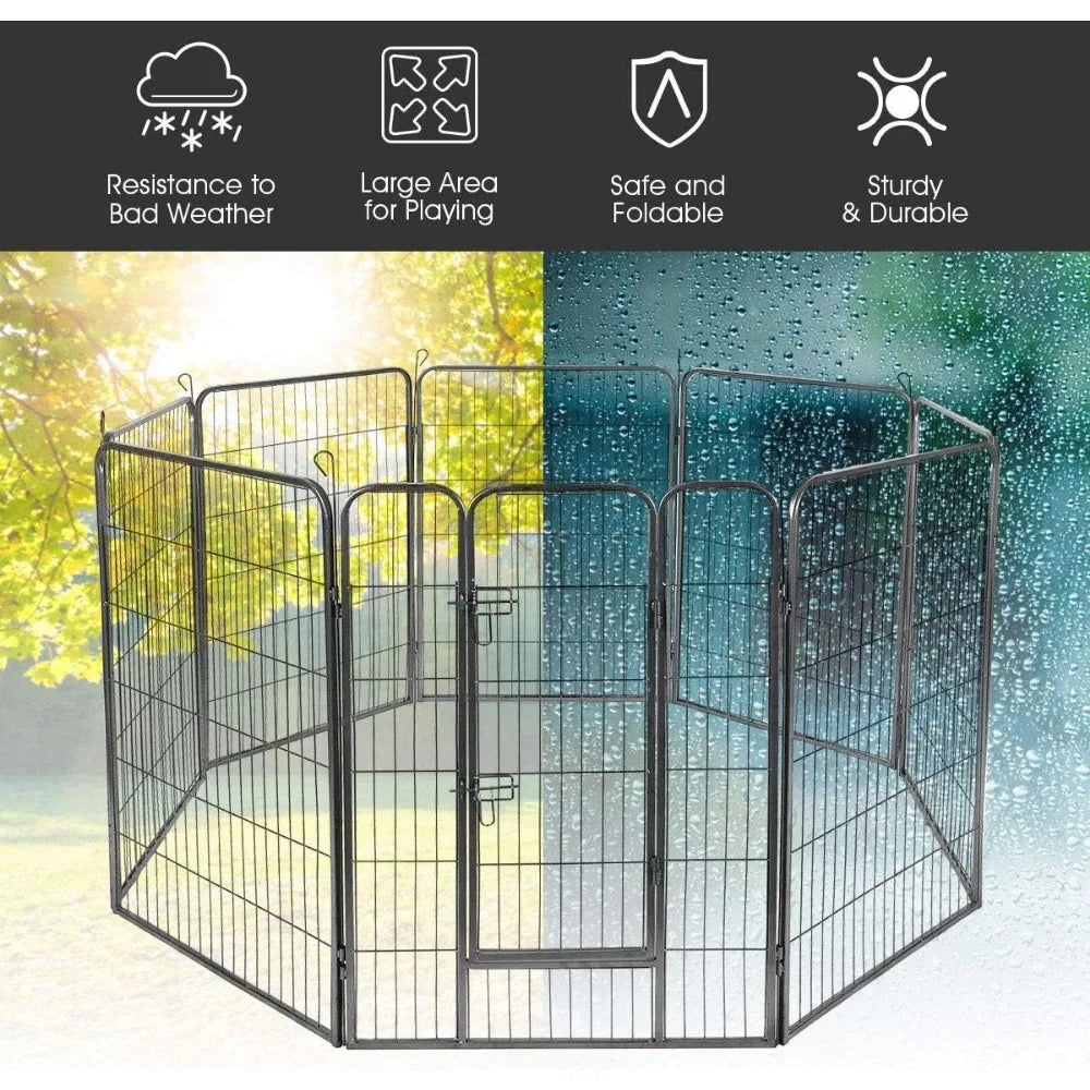 Portable Pet Playpen Fencing Enclosures, Heavy Duty Metal Camping Dog Fences for The Yard (8 Panels, 40 inch)