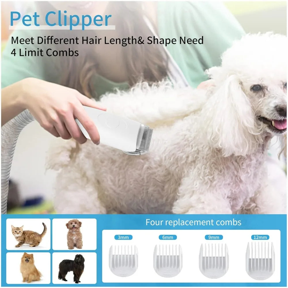 Pet Grooming Vacuum (Clippers, Brush + 5 Pet Grooming Tools)