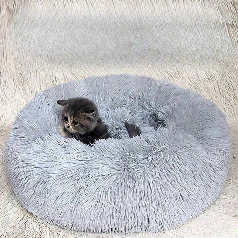 Super Soft Pet Dog Cat Bed Plush Full Size Washable Calm Bed Donut Bed Comfortable Sleeping Artifact Dropping Product For Vip