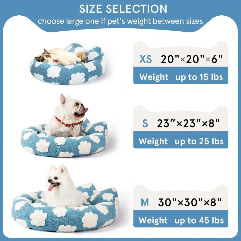 Waterproof Cat Bed for Small Dog, and Washable Donut Dog Bed Cover, Cozy Soft Round Cat Bed, Cute Cat Bed for Indoor Cats