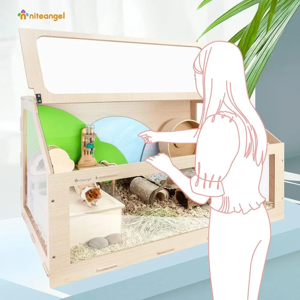 Vista Hamster Cage W/Oblique Opening Cage Door MDF Aspen Small Animal Cage