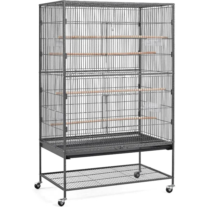 Wrought Iron Large Flight Parrot Bird Cage with Rolling Stand