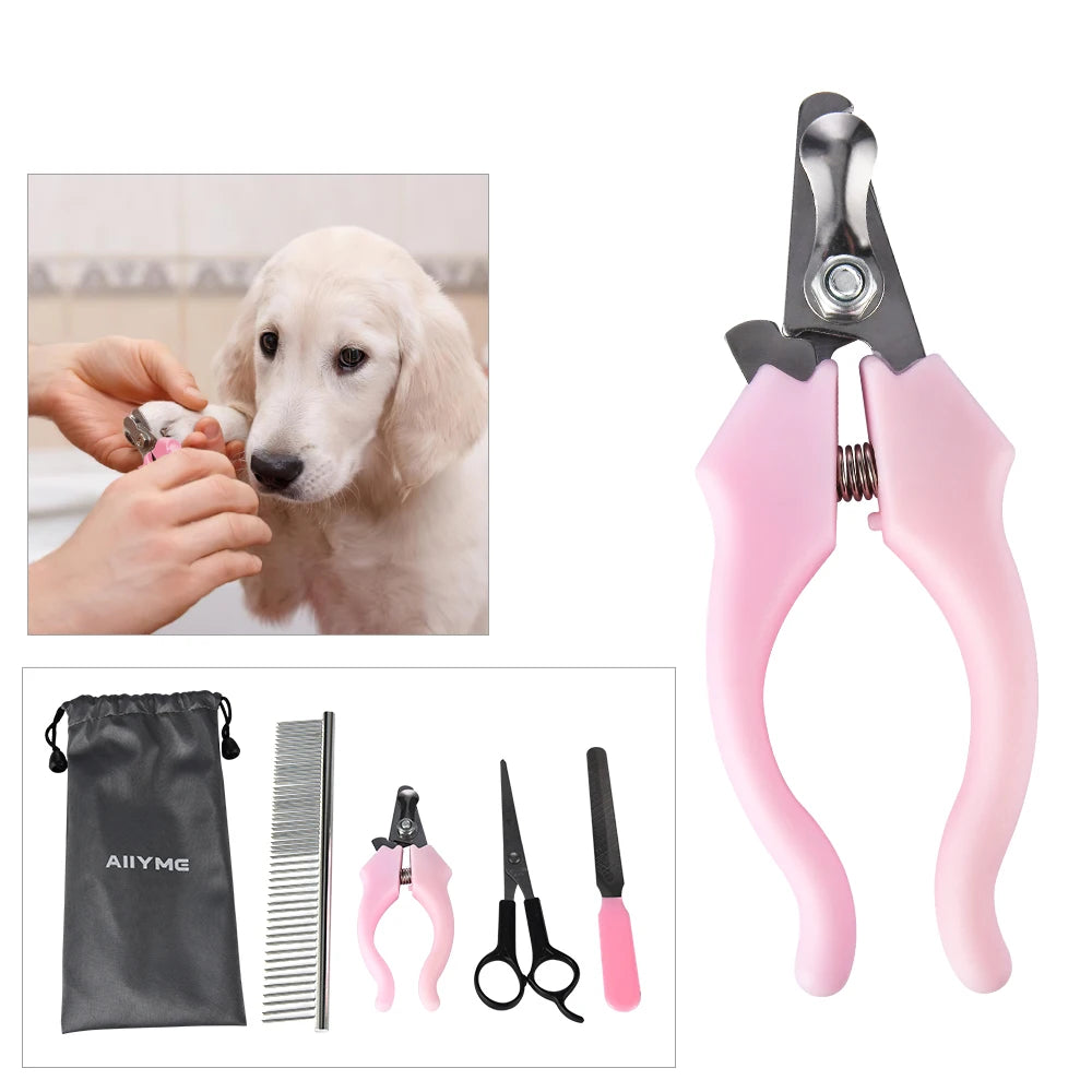 4 In 1 Grooming and Care Dog Products Pet Nail Clipper Trimmer Scissors Hair Comb Hairdressing Scissors Nail File