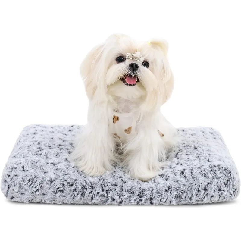 Washable Dog Bed Deluxe Plush Dog Crate Beds Fulffy Comfy Kennel Pad Anti-Slip Pet Sleeping Mat for Large