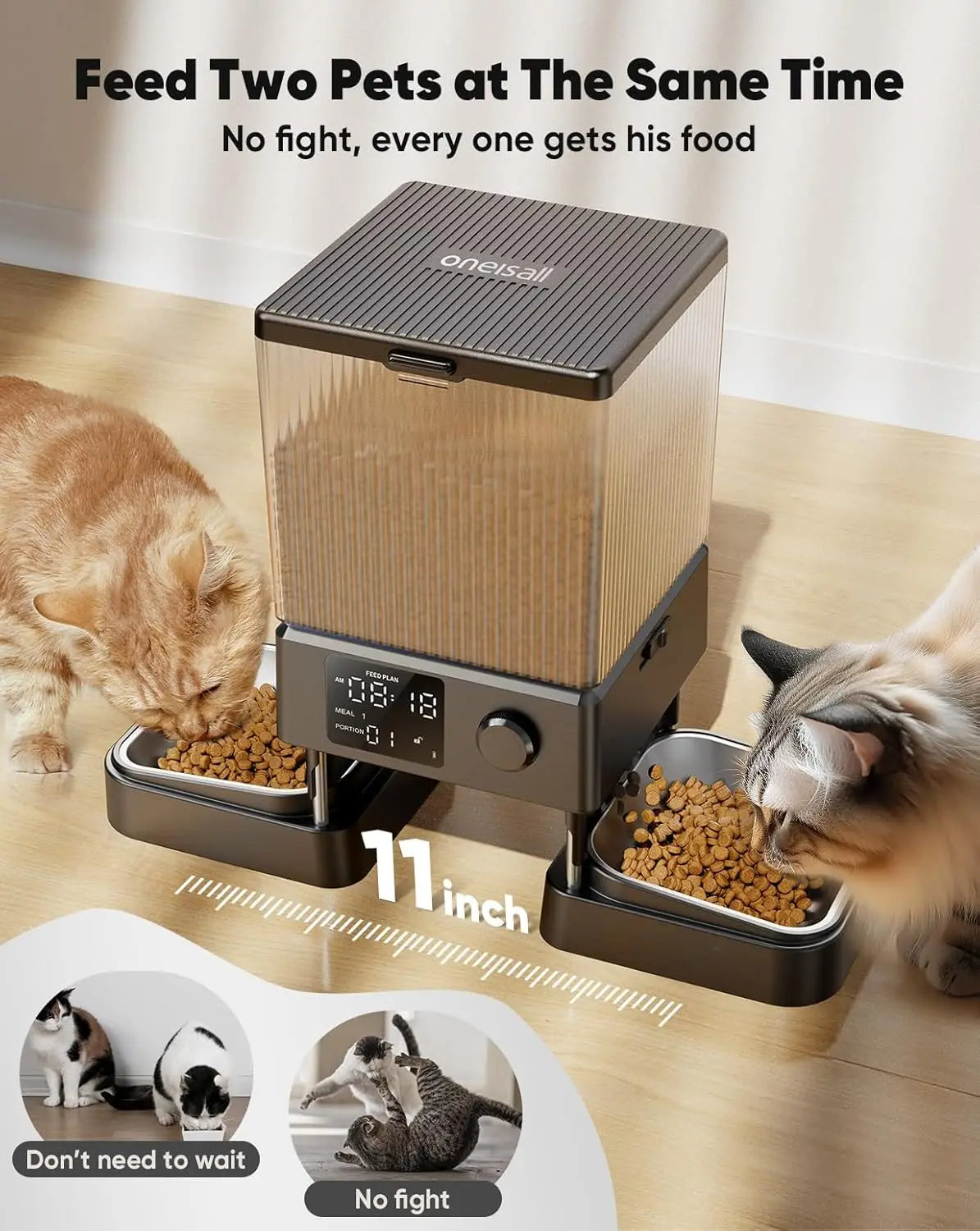 Automatic Cat Feeder for 2 Cats, 20 Cups/5L Automatic Cat Food Dispenser for Small Pets Indoor,