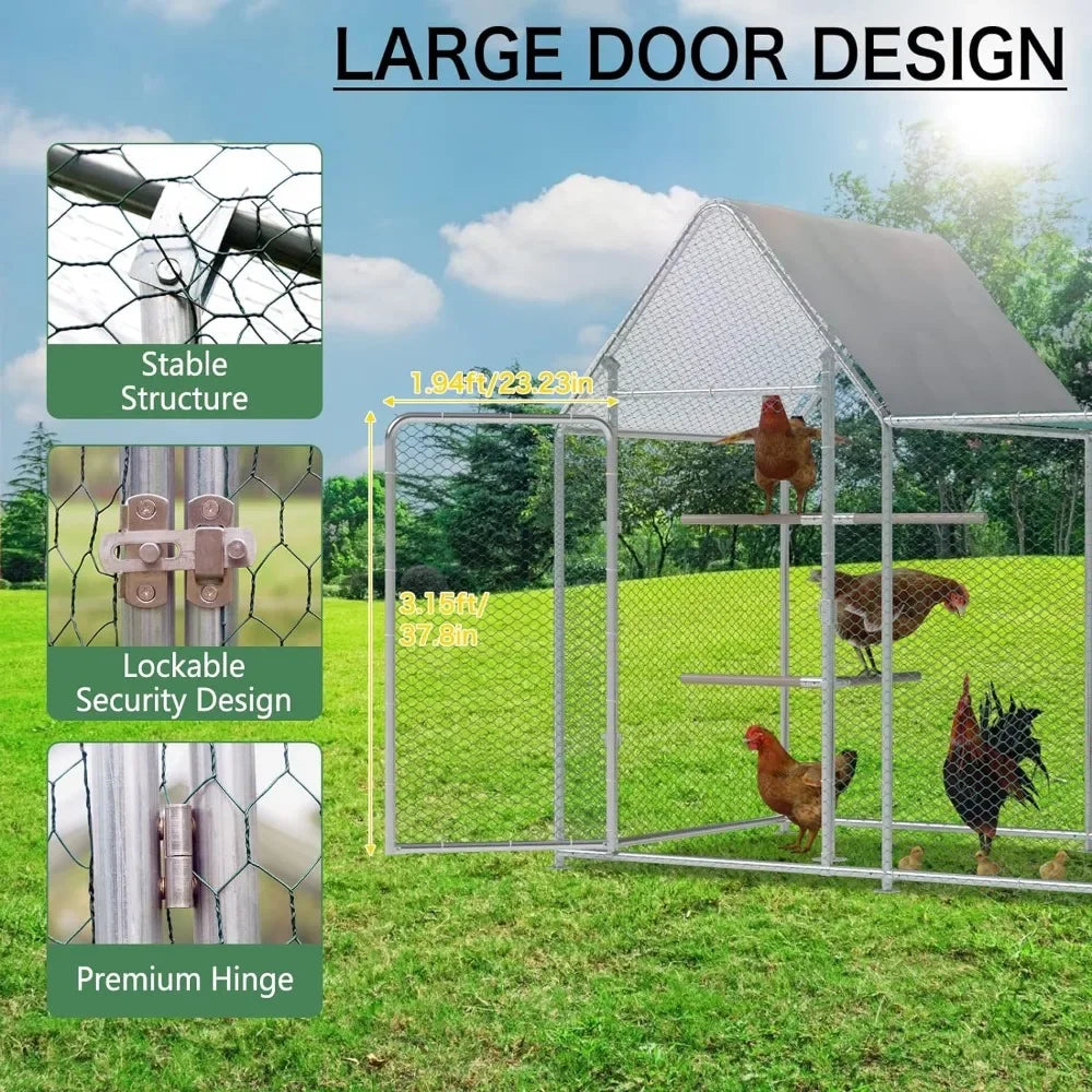 Large Metal Chicken Coop 10x3.3x5Ft