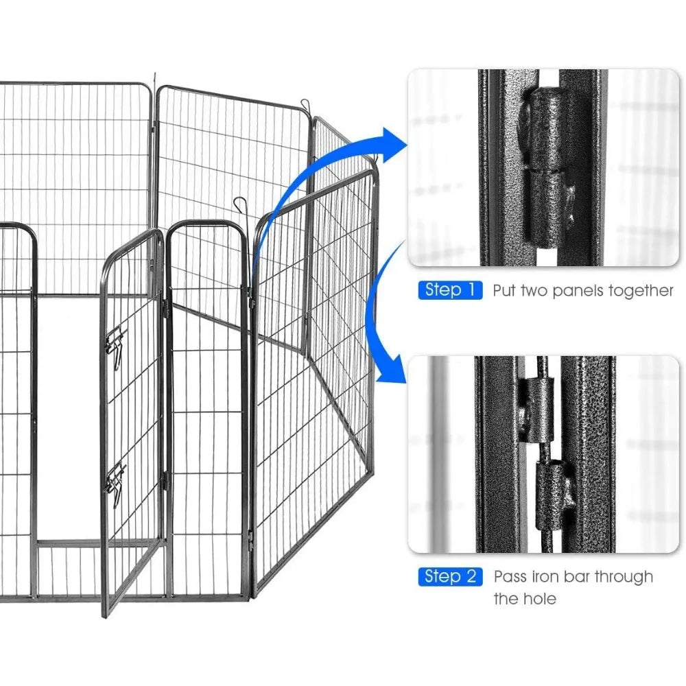 Portable Pet Playpen Fencing Enclosures, Heavy Duty Metal Camping Dog Fences for The Yard (8 Panels, 40 inch)