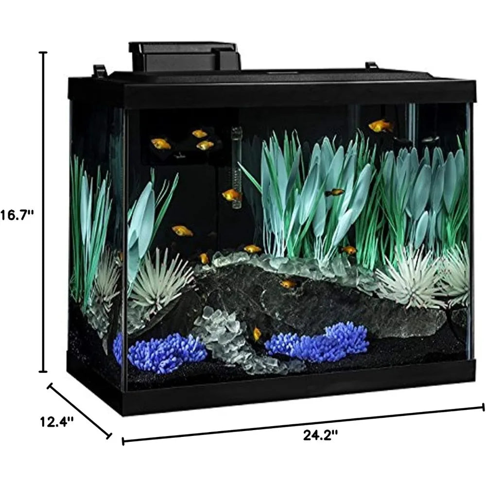 ColorFusion Aquarium 20 Gallon Fish Tank Kit, Includes LED Lighting and Decor