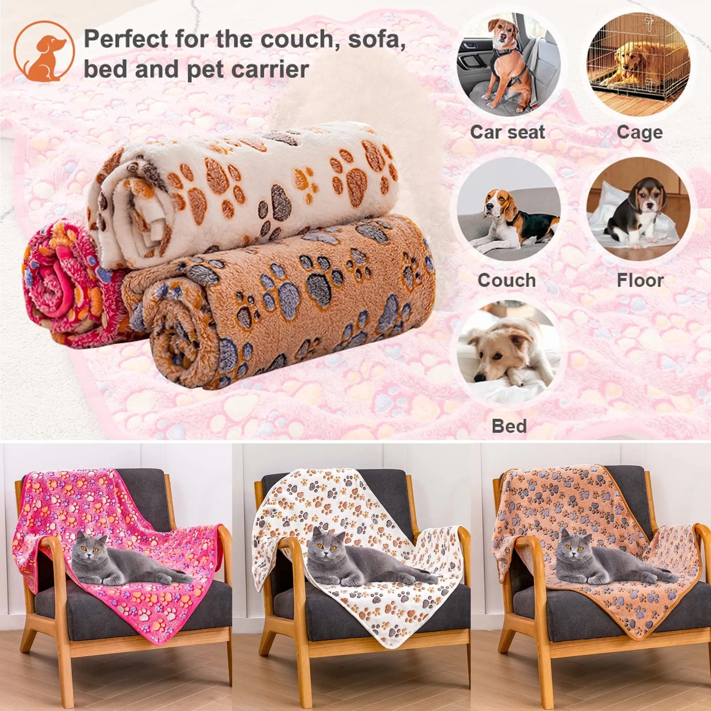 Dog Blanket Thin Coral Fleece Warm Soft Dog bed Blanket winter Comfort Cute High Quality Pet Blanket Plush Durable Pet supplies