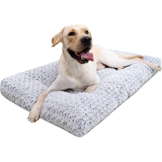 Washable Dog Bed Deluxe Plush Dog Crate Beds Fulffy Comfy Kennel Pad Anti-Slip Pet Sleeping Mat for Large