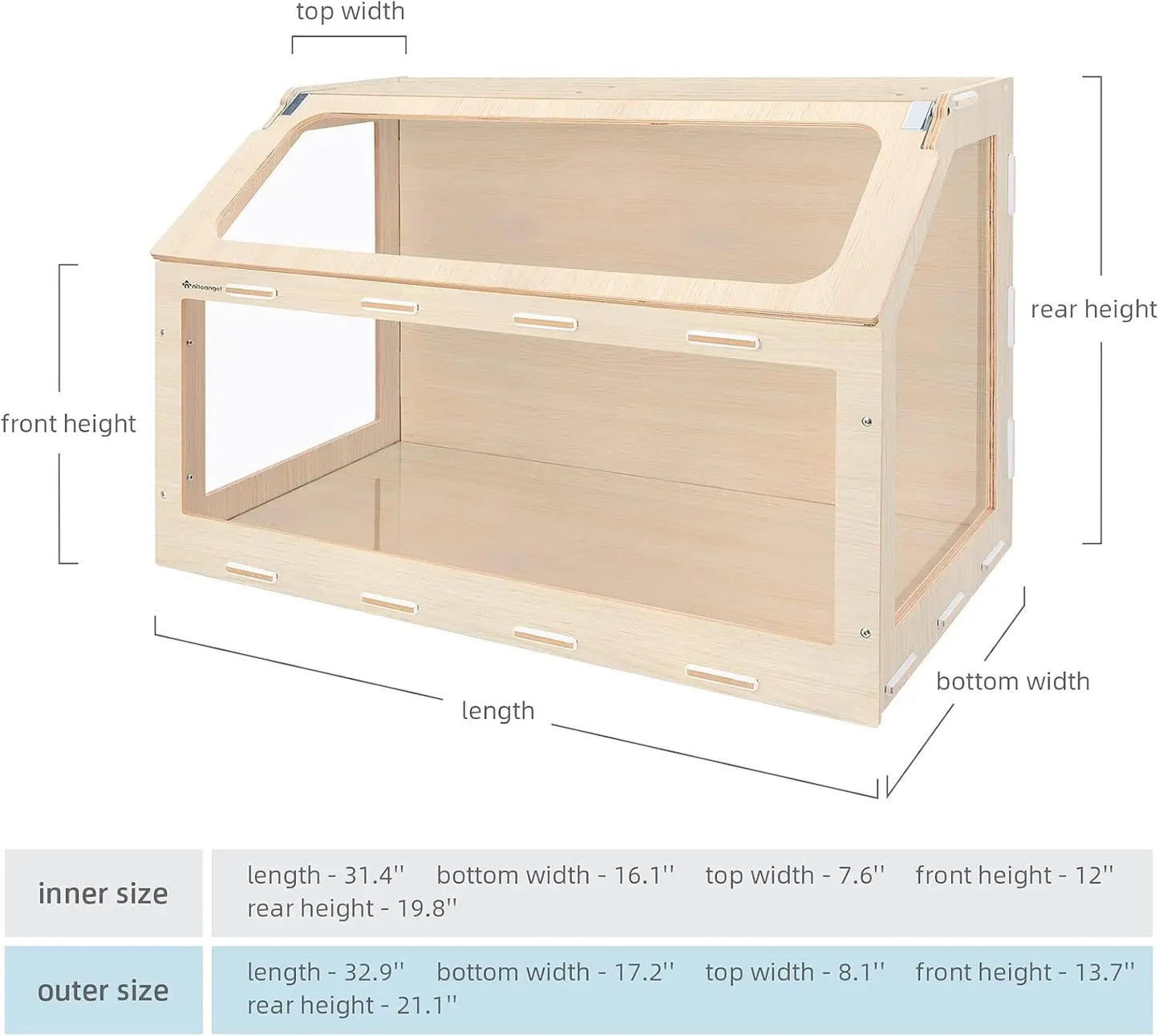 Hamster Cage W/Oblique Opening Cage Door - MDF Aspen Small Animal Cage for Syrian Dwarf Hamsters Degus Mice