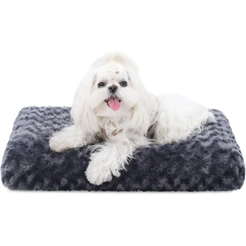 Washable Dog Bed Deluxe Plush Dog Crate Beds Fulffy Comfy Kennel Pad Anti-Slip Pet Sleeping Mat for Large