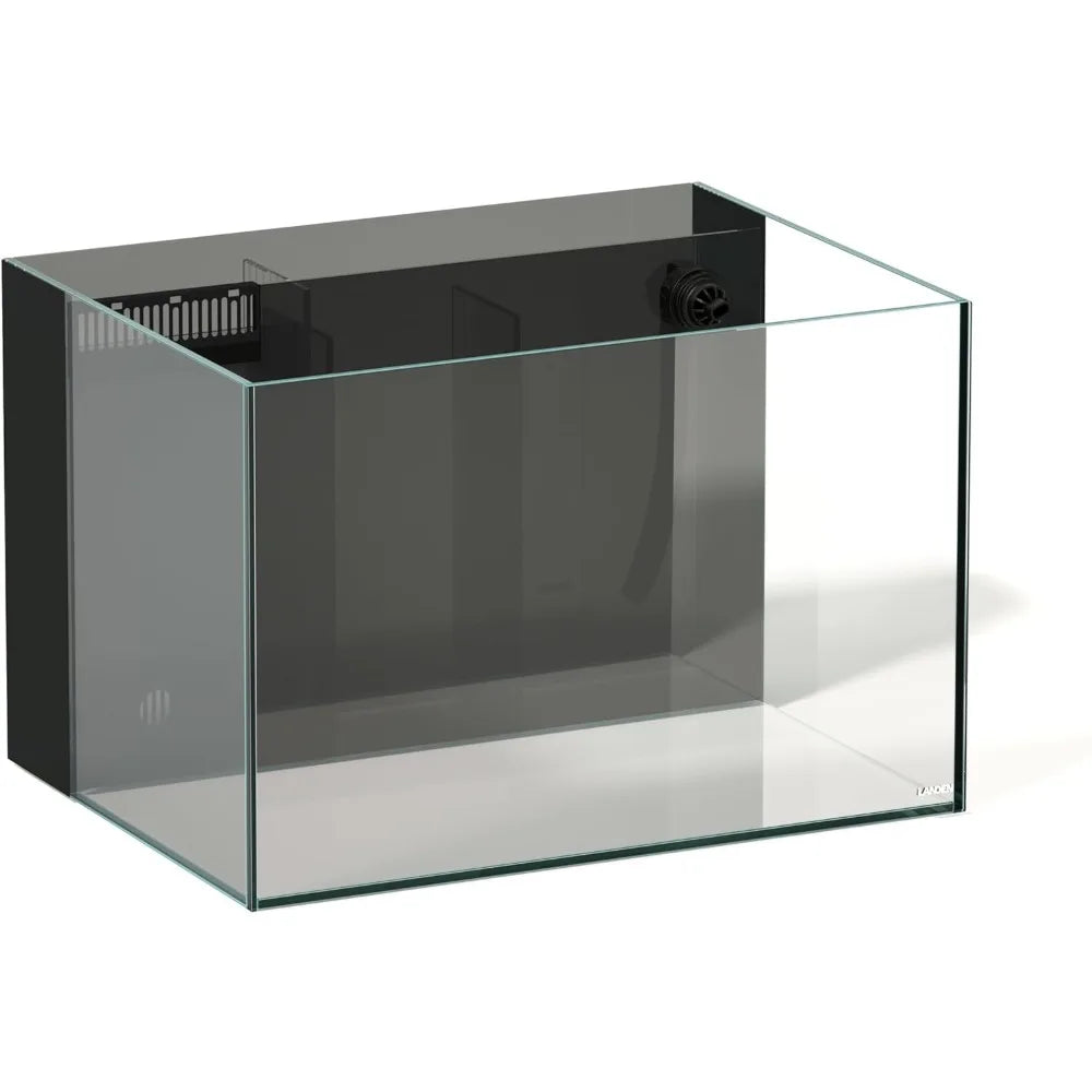 60P 26.23 Gallon Ultra Clear All Glass Rimless Low Iron Aquarium Tank with Rear Filtration Chamber for Salt and Fresh